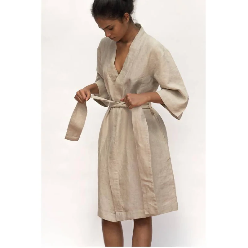 Unisex Linen Robe | Ecru