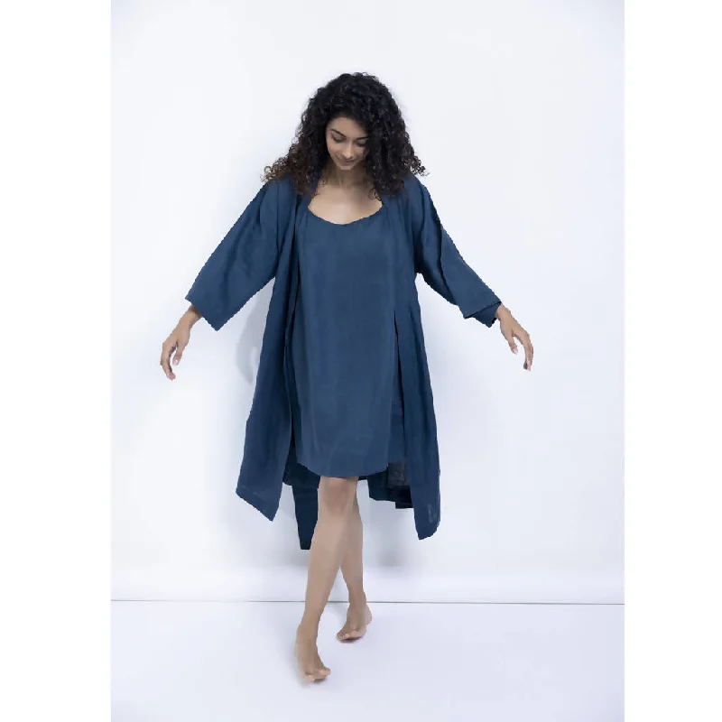 Unisex Linen Robe | Indigo