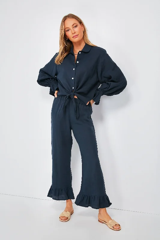 Navy Rumba Linen Lounge Suit