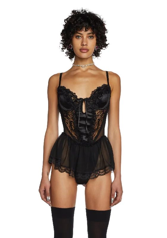 Spoiled But Not Rotten Lace Teddy - Black