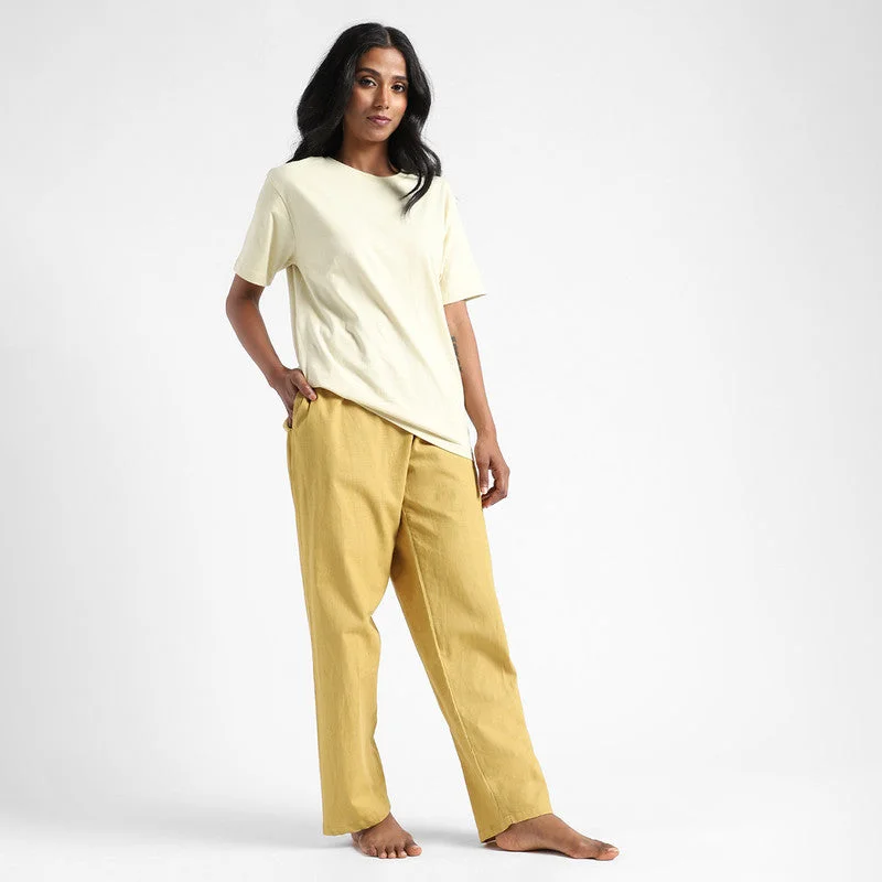 Organic Cotton Pants for Women | Slim Fit | Turmeric Yellow