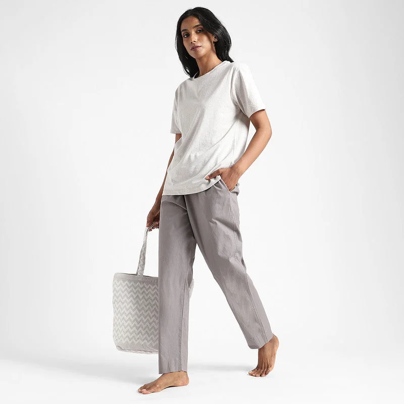 Organic Cotton Women Pants | Slim Fit | Grey