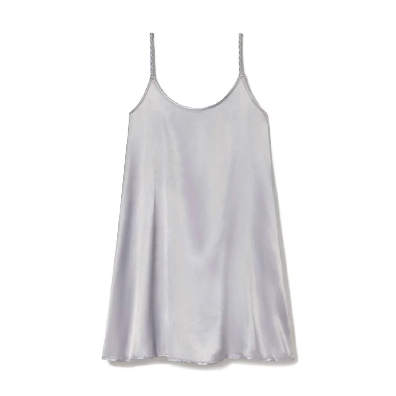 Rowen Satin Short Nightgown Braided Strap In Lavender