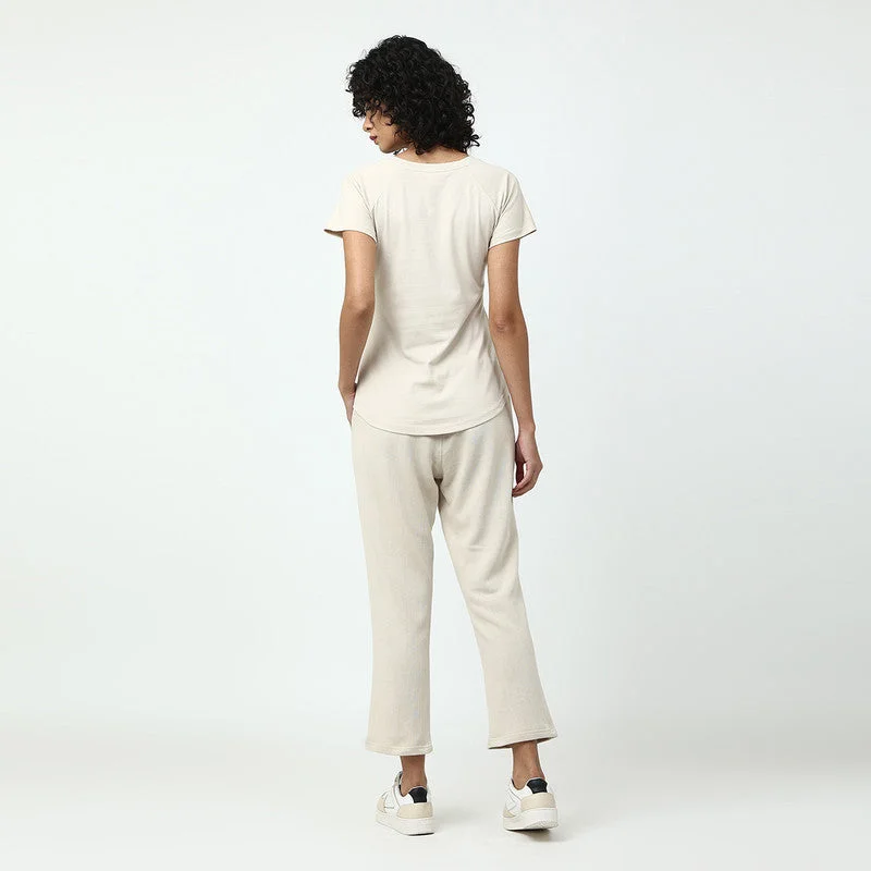 Organic Cotton Women Jogger Pants | Straight Fit | Off-White