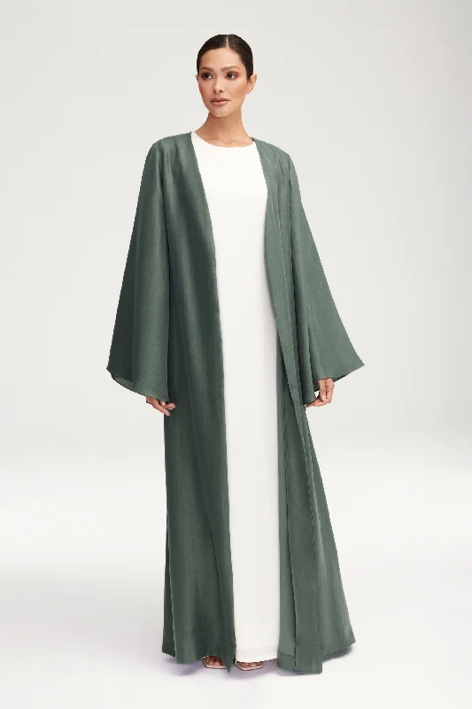 Seema Flare Sleeve Open Abaya - Dark Forest