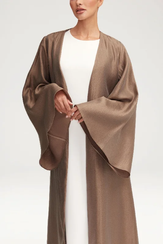 Seema Flare Sleeve Open Abaya - Taupe