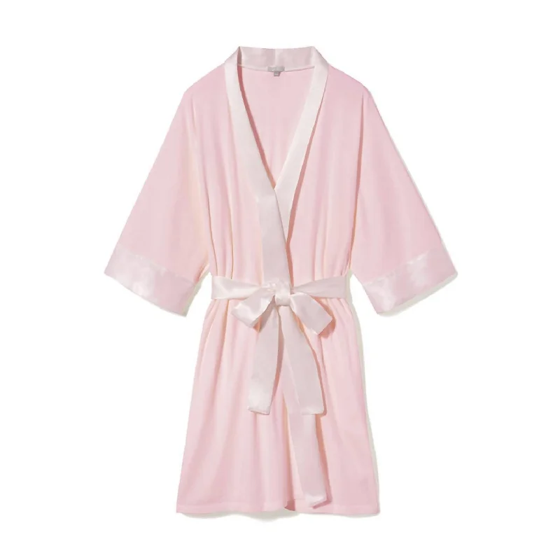 Shala Rib Knit Camono Robe In Blush