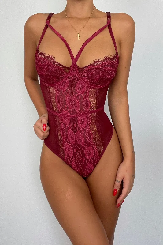 Somebody To Love Lace Teddy - Plum