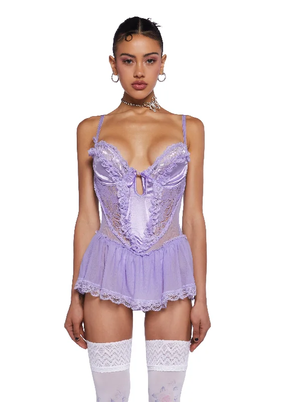 Spoiled But Not Rotten Lace Teddy - Purple