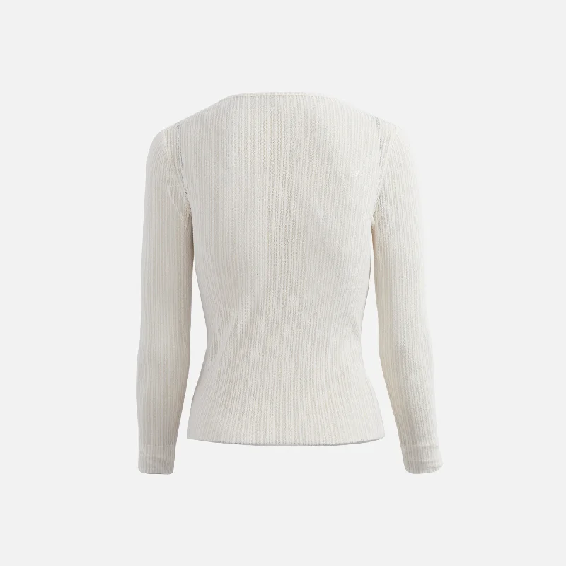 Second Skin Ribbed Crew Neck Long Sleeve - Eggshell