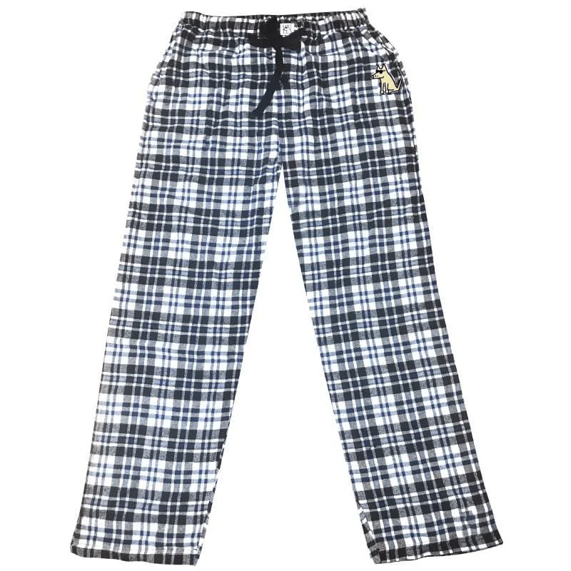 Teddy's Plaid Flannel Pants - White + Blue