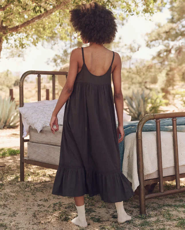 The Eyelet Ruffle Tank Night Dress. -- Black