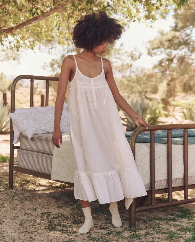 The Eyelet Ruffle Tank Night Dress. -- True White