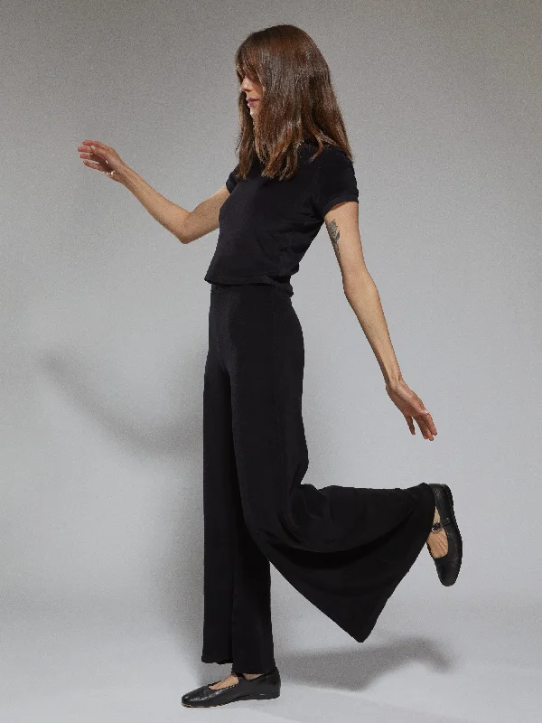 The Megalo Palazzo Pants in Terry - Black