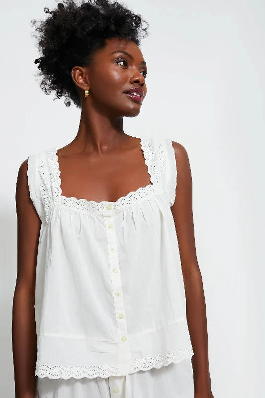 True White The Eyelet Tank