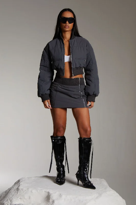 Puffer Mini Skirt in Granite