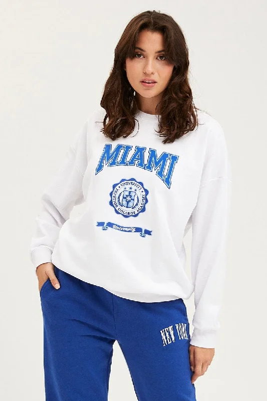 White Sweater Long Sleeve Embroided